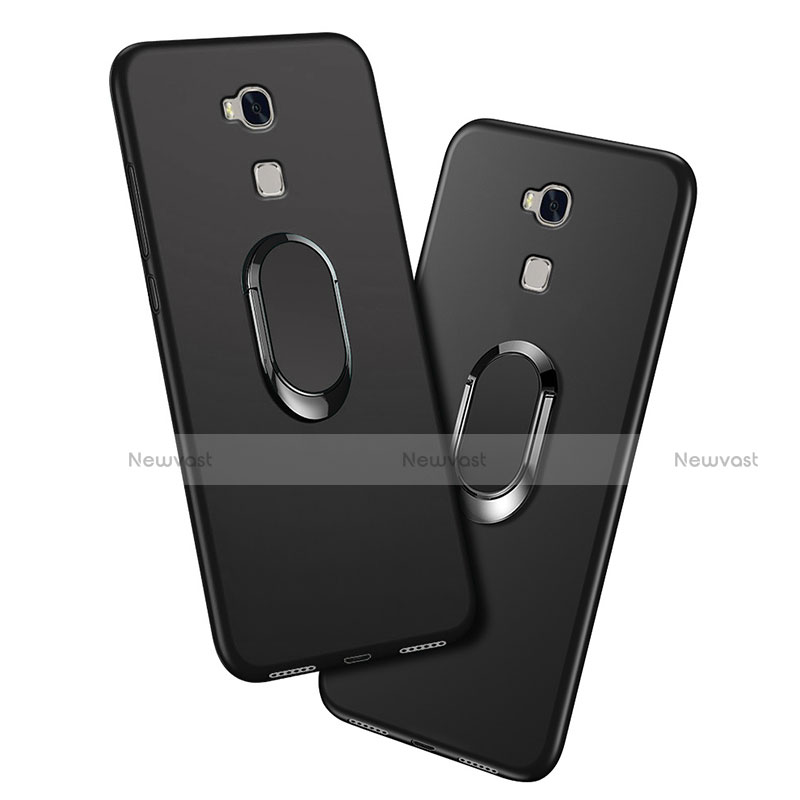 Ultra-thin Silicone Gel Soft Case with Finger Ring Stand for Huawei Honor Play 5X Black