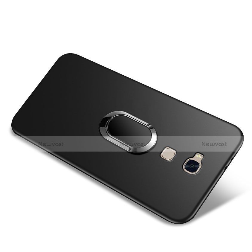 Ultra-thin Silicone Gel Soft Case with Finger Ring Stand for Huawei Honor Play 5X Black