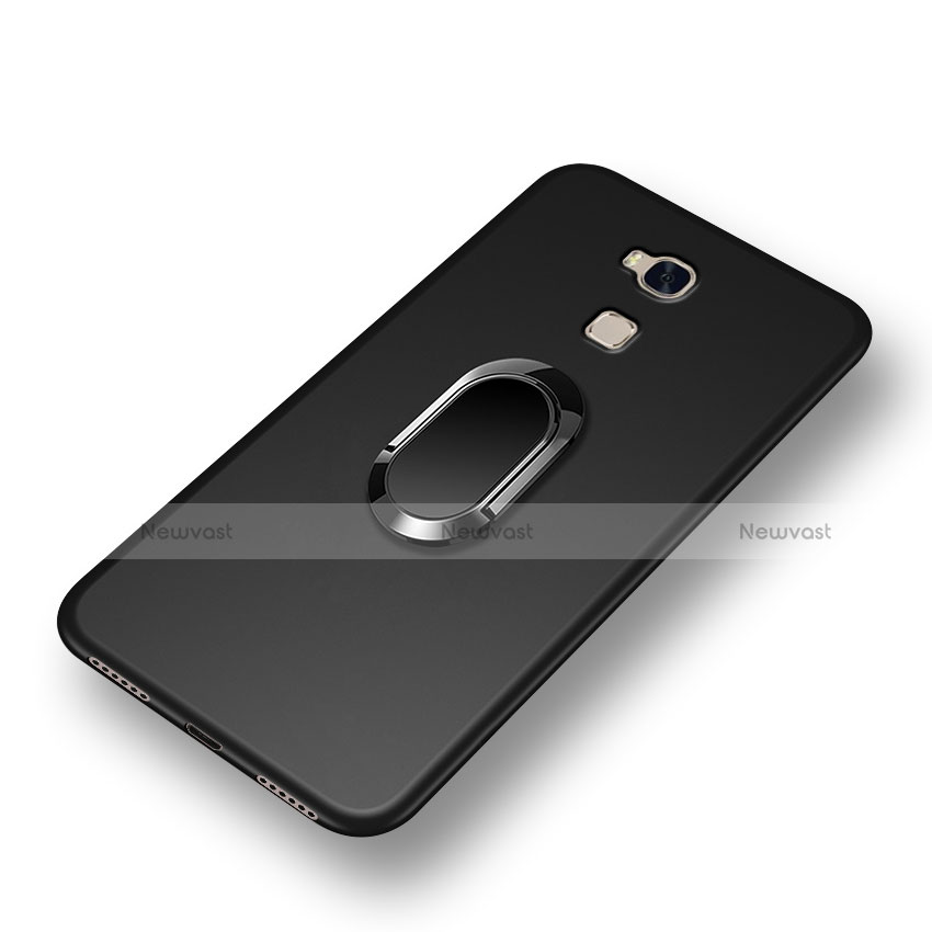 Ultra-thin Silicone Gel Soft Case with Finger Ring Stand for Huawei Honor Play 5X Black