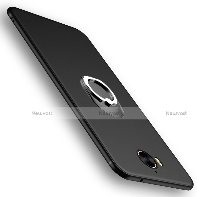 Ultra-thin Silicone Gel Soft Case with Finger Ring Stand for Huawei Honor Play 6 Black