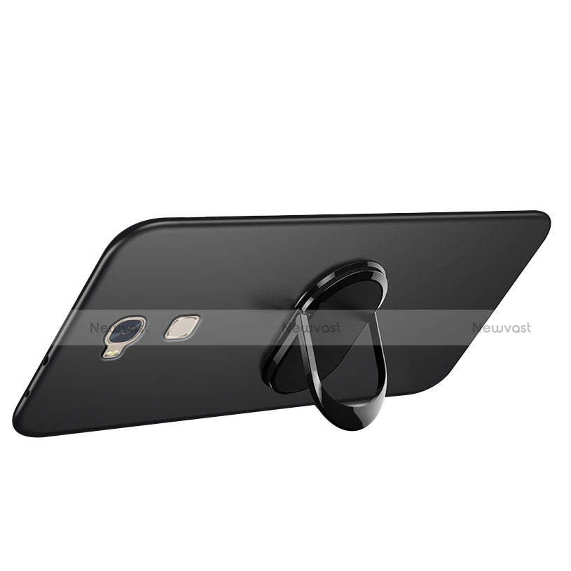 Ultra-thin Silicone Gel Soft Case with Finger Ring Stand for Huawei Honor X5 Black