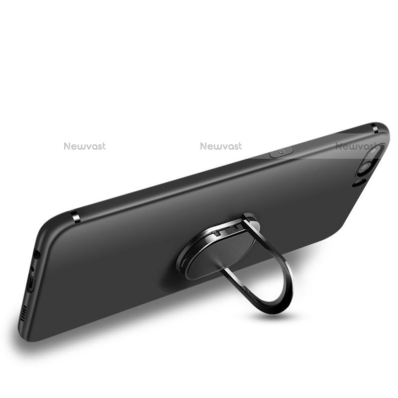 Ultra-thin Silicone Gel Soft Case with Finger Ring Stand for Huawei Nova 2S Black