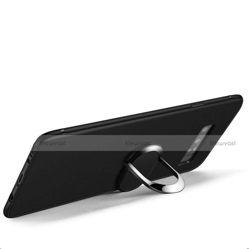 Ultra-thin Silicone Gel Soft Case with Finger Ring Stand for Samsung Galaxy Note 8 Black