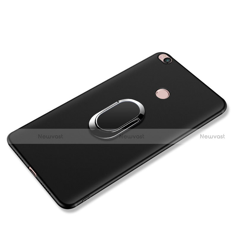 Ultra-thin Silicone Gel Soft Case with Finger Ring Stand for Xiaomi Mi Max 2 Black