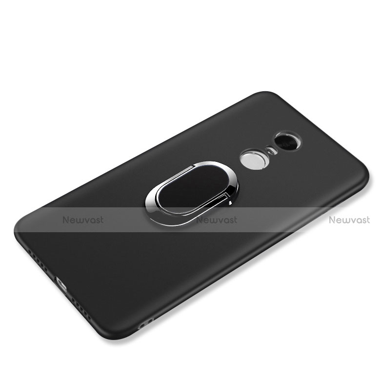 Ultra-thin Silicone Gel Soft Case with Finger Ring Stand for Xiaomi Redmi Note 4X Black