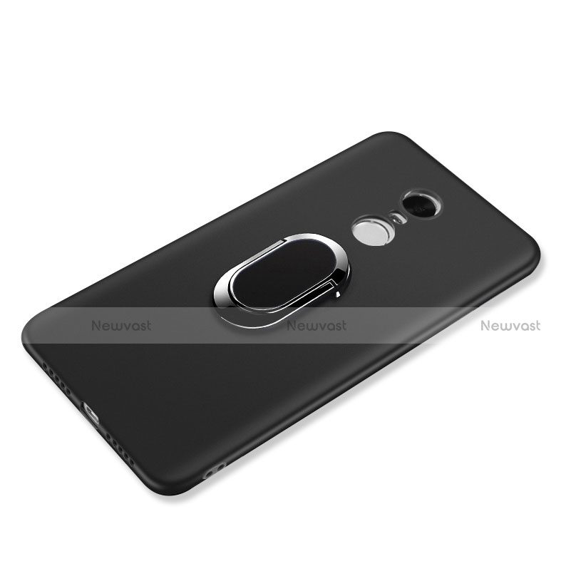 Ultra-thin Silicone Gel Soft Case with Finger Ring Stand for Xiaomi Redmi Note 4X High Edition Black