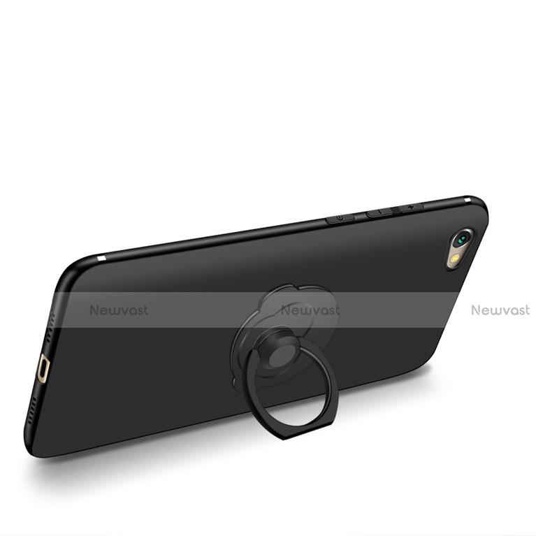 Ultra-thin Silicone Gel Soft Case with Finger Ring Stand for Xiaomi Redmi Note 5A Prime Black