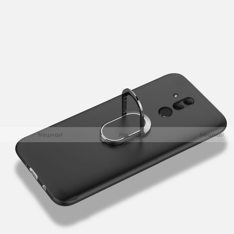 Ultra-thin Silicone Gel Soft Case with Magnetic Finger Ring Stand A02 for Huawei Mate 20 Lite Black