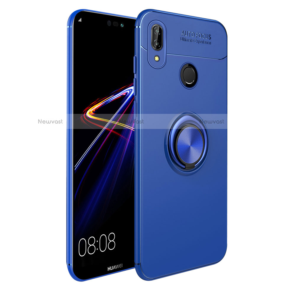 Ultra-thin Silicone Gel Soft Case with Magnetic Finger Ring Stand A02 for Huawei Nova 3i Blue