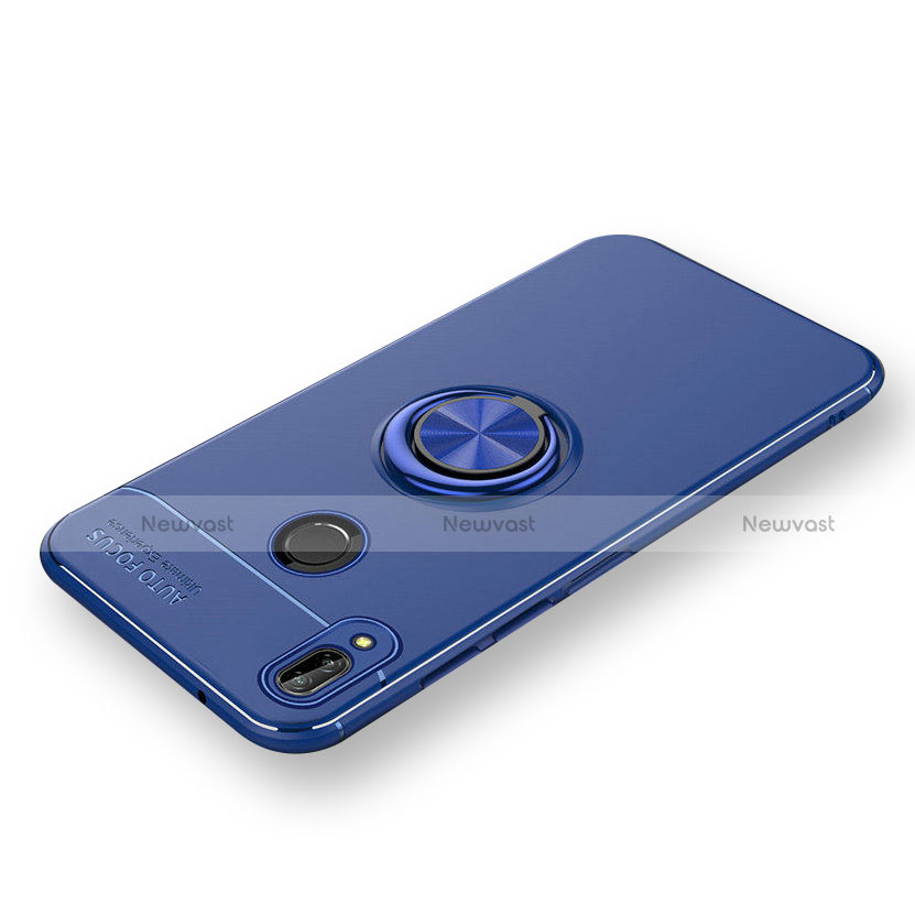 Ultra-thin Silicone Gel Soft Case with Magnetic Finger Ring Stand A02 for Huawei P Smart+ Plus Blue