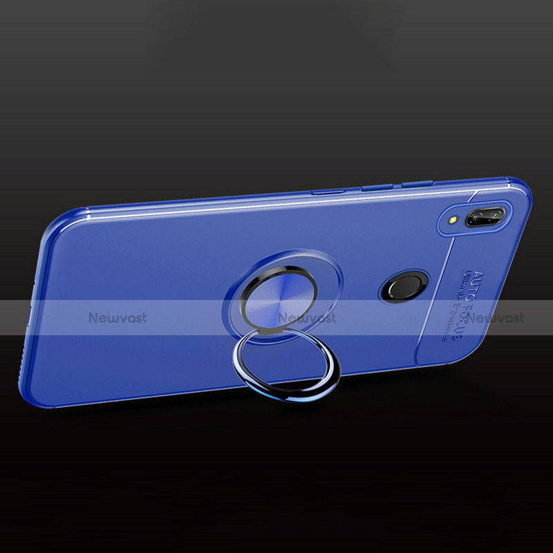 Ultra-thin Silicone Gel Soft Case with Magnetic Finger Ring Stand A02 for Huawei P Smart+ Plus Blue