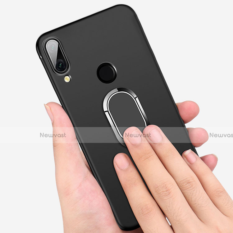 Ultra-thin Silicone Gel Soft Case with Magnetic Finger Ring Stand A02 for Xiaomi Redmi Note 7 Black