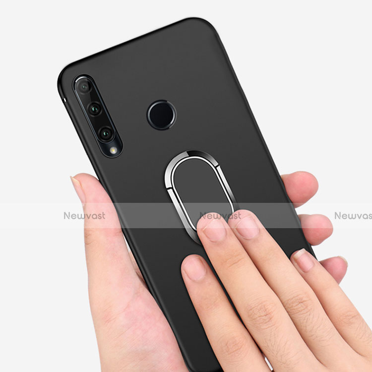 Ultra-thin Silicone Gel Soft Case with Magnetic Finger Ring Stand for Huawei Honor 20 Lite Black