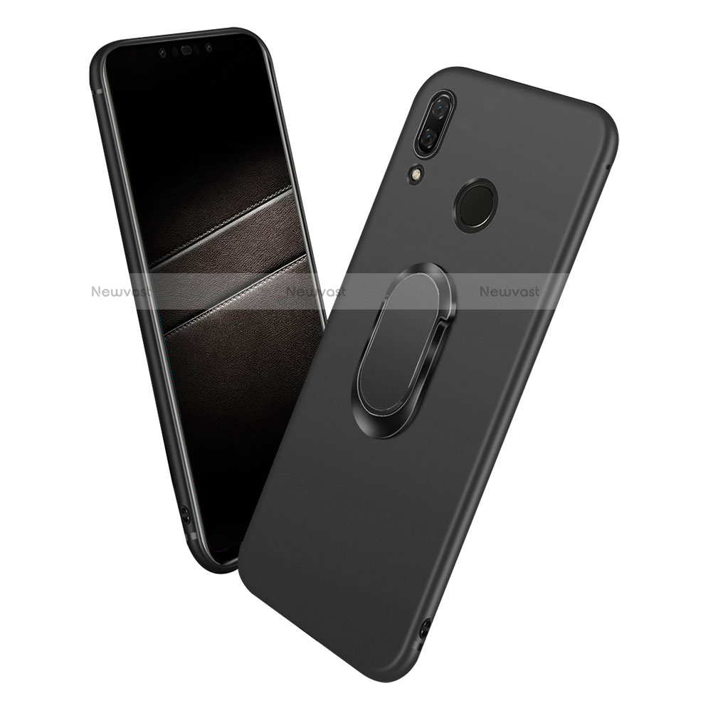 Ultra-thin Silicone Gel Soft Case with Magnetic Finger Ring Stand for Huawei Nova 3i Black