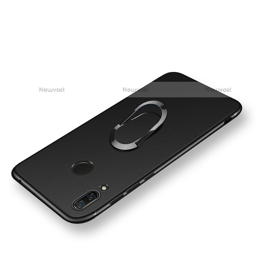 Ultra-thin Silicone Gel Soft Case with Magnetic Finger Ring Stand for Huawei Nova 3i Black