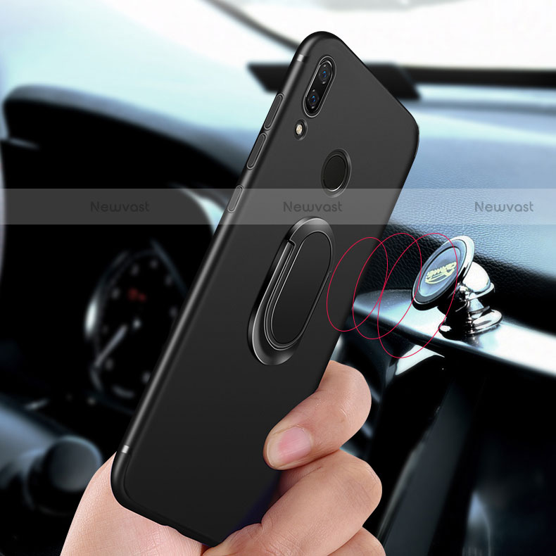 Ultra-thin Silicone Gel Soft Case with Magnetic Finger Ring Stand for Huawei Nova 3i Black