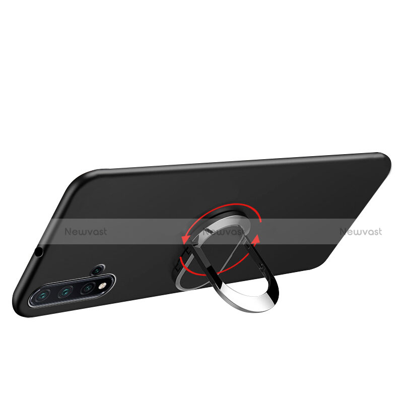 Ultra-thin Silicone Gel Soft Case with Magnetic Finger Ring Stand for Huawei Nova 5 Black