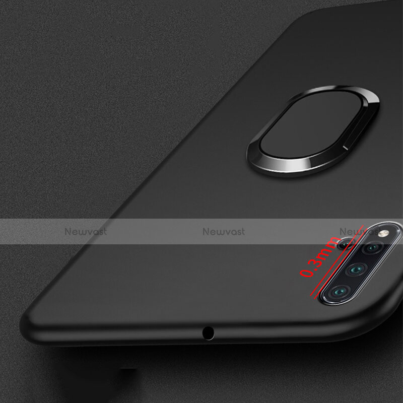 Ultra-thin Silicone Gel Soft Case with Magnetic Finger Ring Stand for Huawei Nova 5 Black