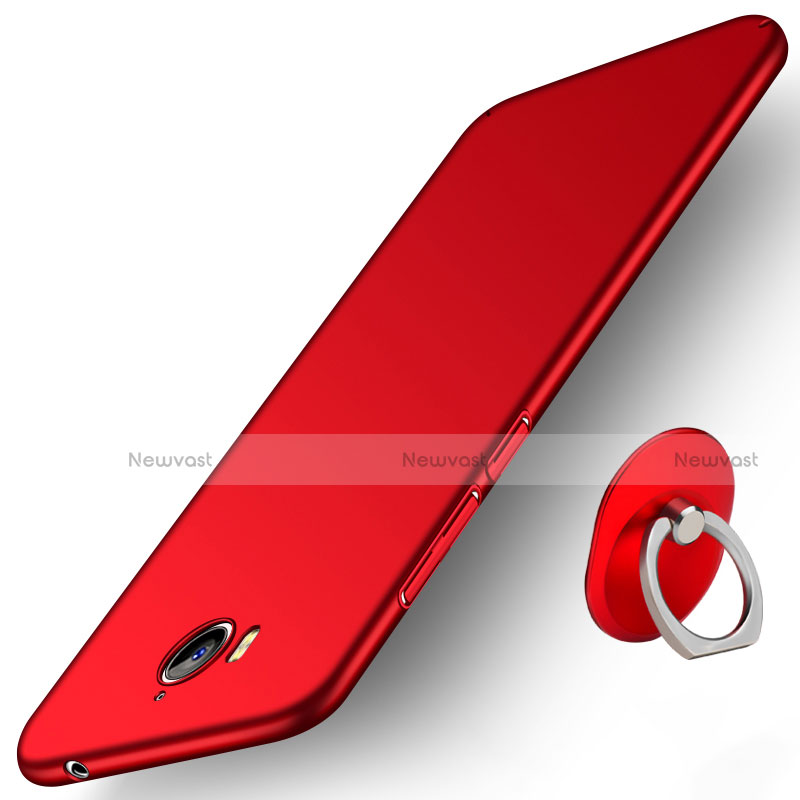 Ultra-thin Silicone Gel Soft Cover with Finger Ring Stand for Huawei Honor Play 6 Red