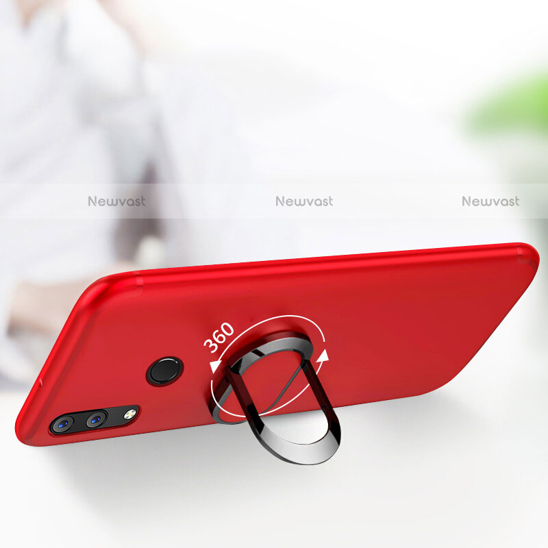 Ultra-thin Silicone Gel Soft Cover with Finger Ring Stand for Huawei Nova 3e Red