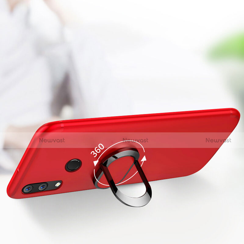 Ultra-thin Silicone Gel Soft Cover with Finger Ring Stand for Huawei P20 Lite Red