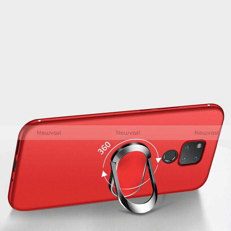 Ultra-thin Silicone Gel Soft Cover with Magnetic Finger Ring Stand for Huawei Mate 20 X 5G Red