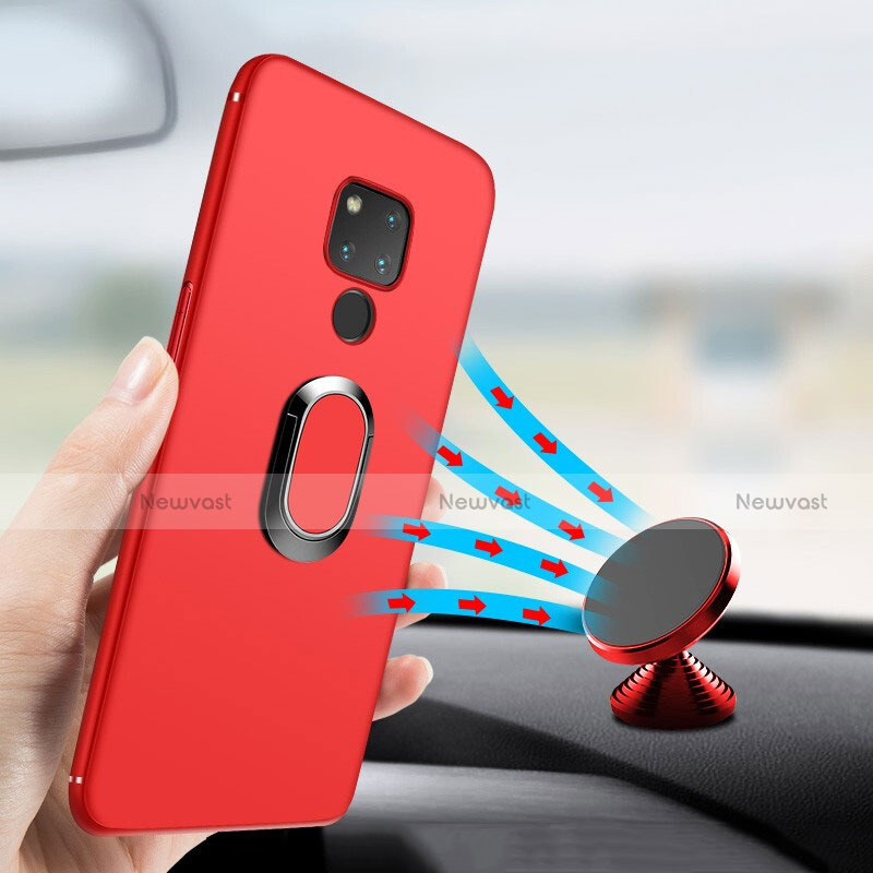 Ultra-thin Silicone Gel Soft Cover with Magnetic Finger Ring Stand for Huawei Mate 20 X 5G Red