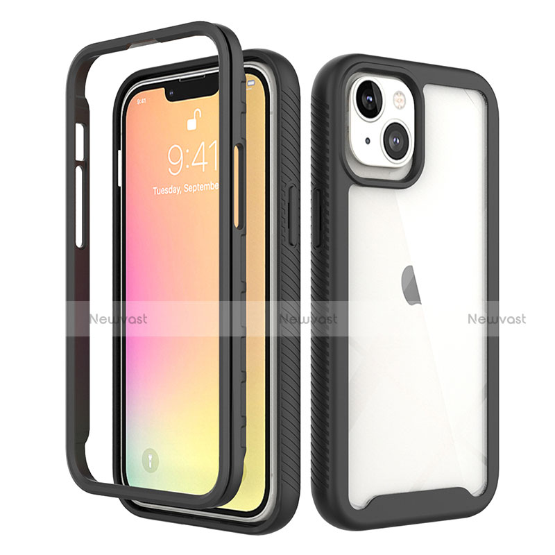 Ultra-thin Silicone Gel Soft Matte Finish Front and Back Case 360 Degrees Cover for Apple iPhone 14 Plus Black