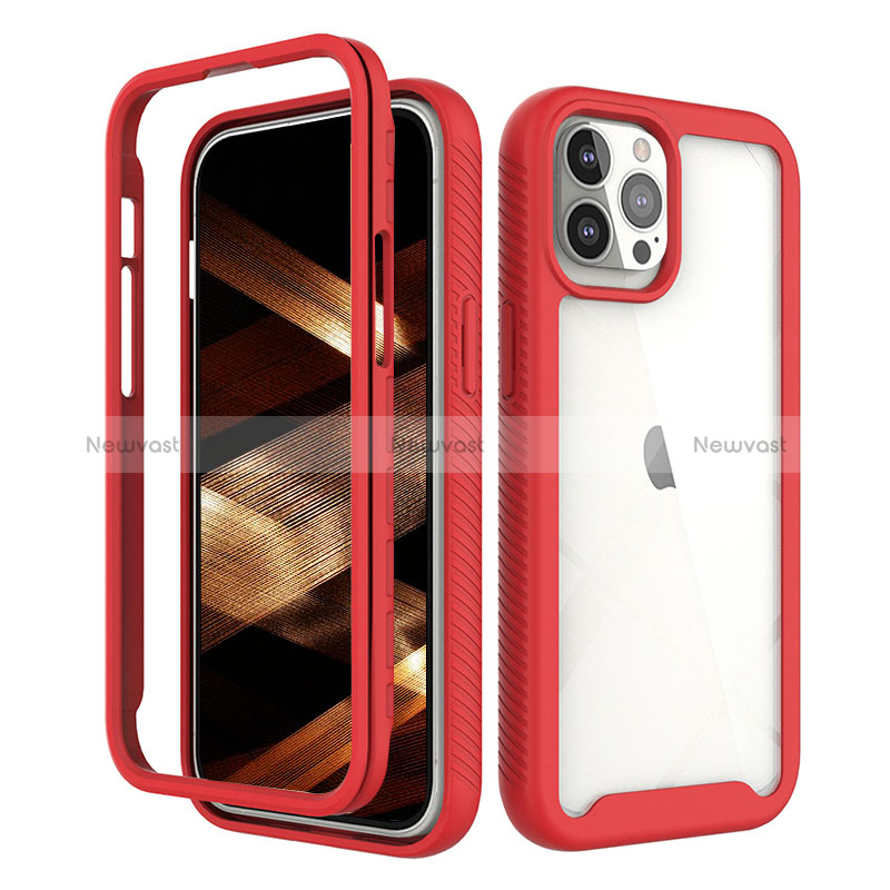 Ultra-thin Silicone Gel Soft Matte Finish Front and Back Case 360 Degrees Cover for Apple iPhone 14 Pro Red