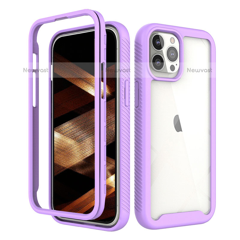 Ultra-thin Silicone Gel Soft Matte Finish Front and Back Case 360 Degrees Cover for Apple iPhone 15 Pro Max Purple