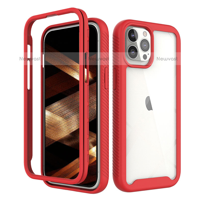 Ultra-thin Silicone Gel Soft Matte Finish Front and Back Case 360 Degrees Cover for Apple iPhone 15 Pro Max Red