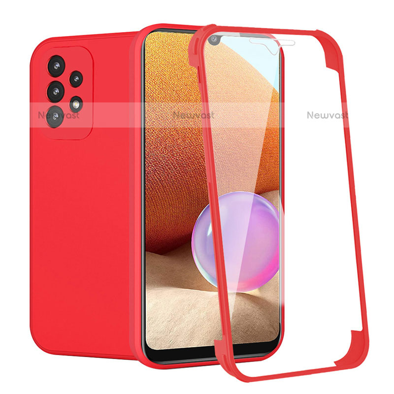 Ultra-thin Silicone Gel Soft Matte Finish Front and Back Case 360 Degrees Cover for Samsung Galaxy M32 5G Red