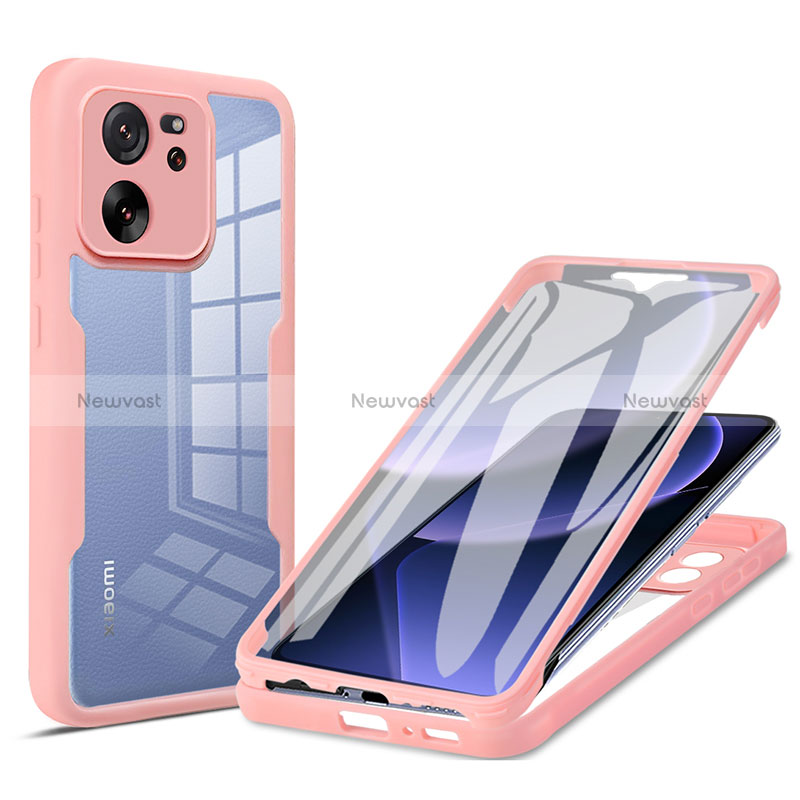 Ultra-thin Silicone Gel Soft Matte Finish Front and Back Case 360 Degrees Cover for Xiaomi Mi 13T 5G Pink