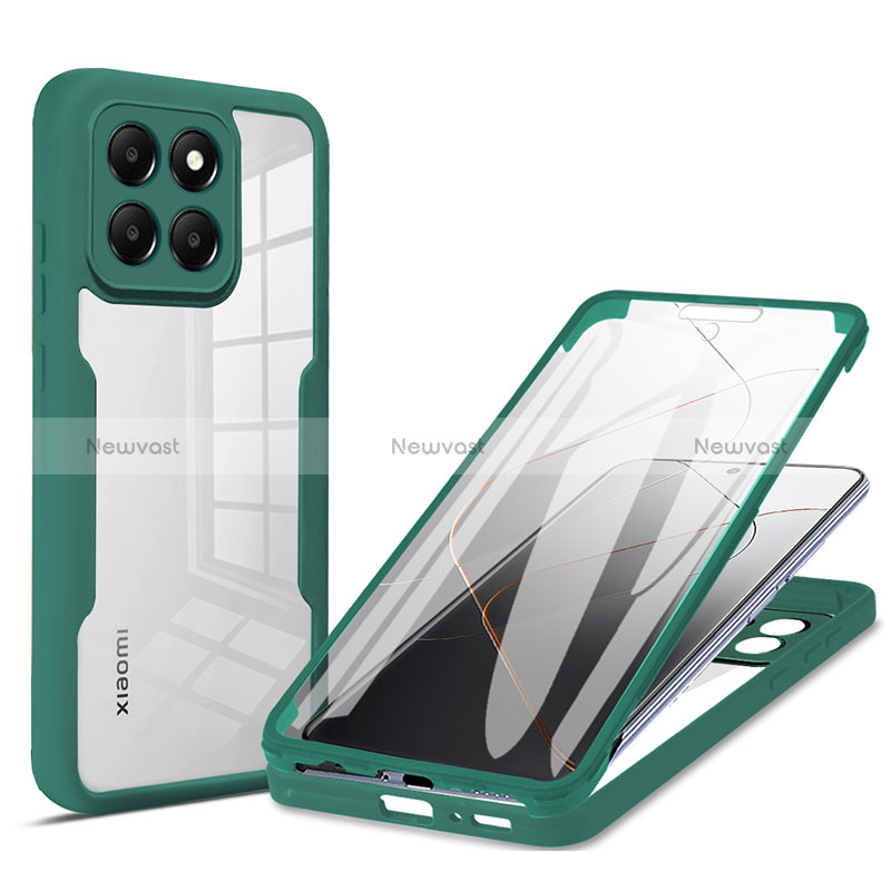 Ultra-thin Silicone Gel Soft Matte Finish Front and Back Case 360 Degrees Cover for Xiaomi Mi 14 5G Green