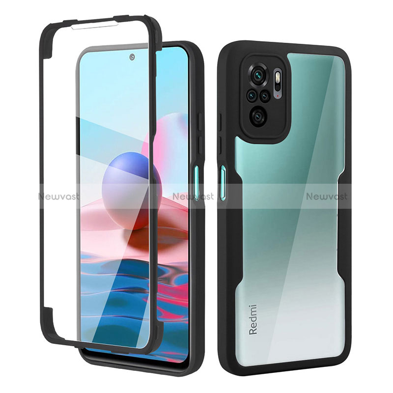 Ultra-thin Silicone Gel Soft Matte Finish Front and Back Case 360 Degrees Cover for Xiaomi Redmi Note 10 4G Black