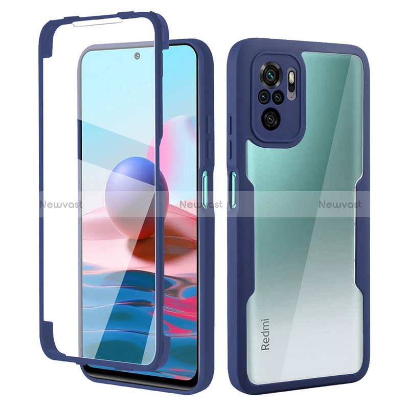 Ultra-thin Silicone Gel Soft Matte Finish Front and Back Case 360 Degrees Cover for Xiaomi Redmi Note 10S 4G Blue