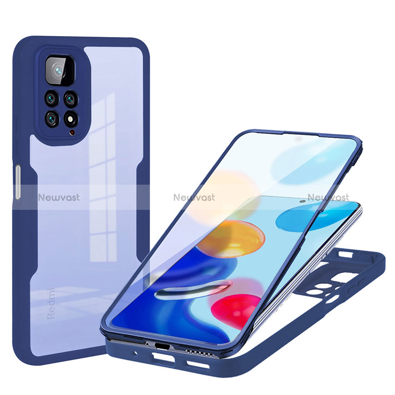 Ultra-thin Silicone Gel Soft Matte Finish Front and Back Case 360 Degrees Cover for Xiaomi Redmi Note 11S 4G Blue