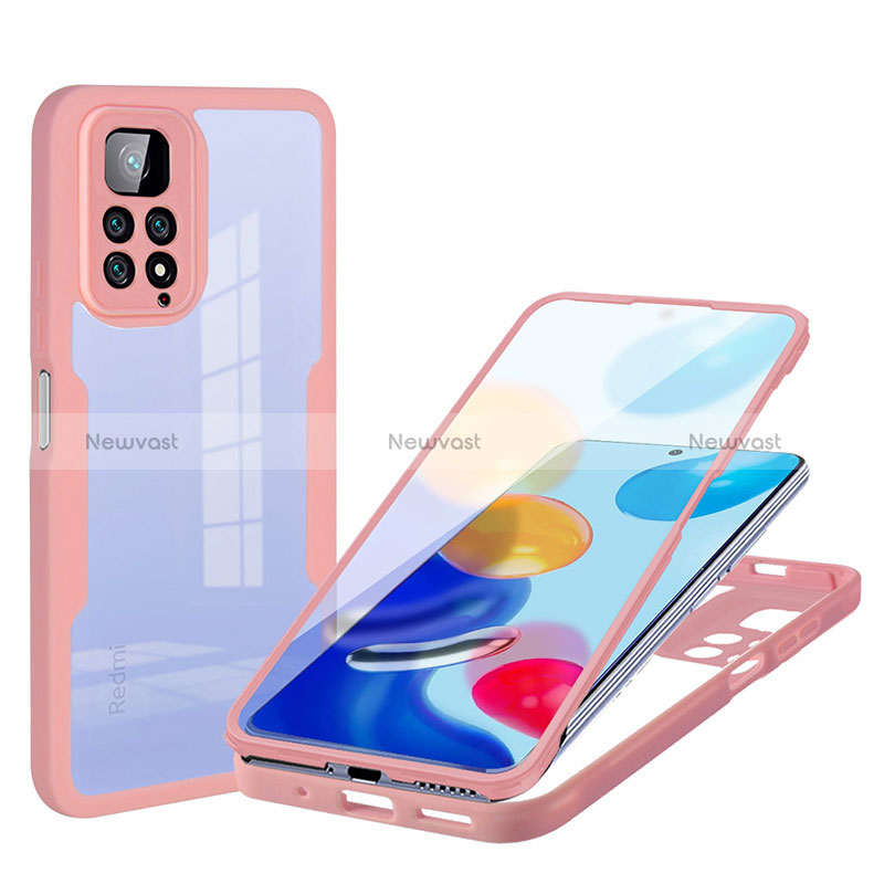 Ultra-thin Silicone Gel Soft Matte Finish Front and Back Case 360 Degrees Cover for Xiaomi Redmi Note 11S 4G Pink