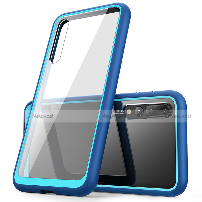 Ultra-thin Silicone Gel Soft Matte Finish Front and Back Case 360 Degrees Cover M01 for Huawei P20 Pro Blue