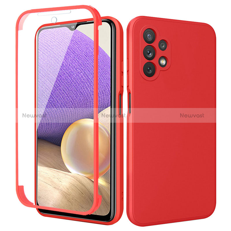 Ultra-thin Silicone Gel Soft Matte Finish Front and Back Case 360 Degrees Cover MJ1 for Samsung Galaxy A32 5G Red