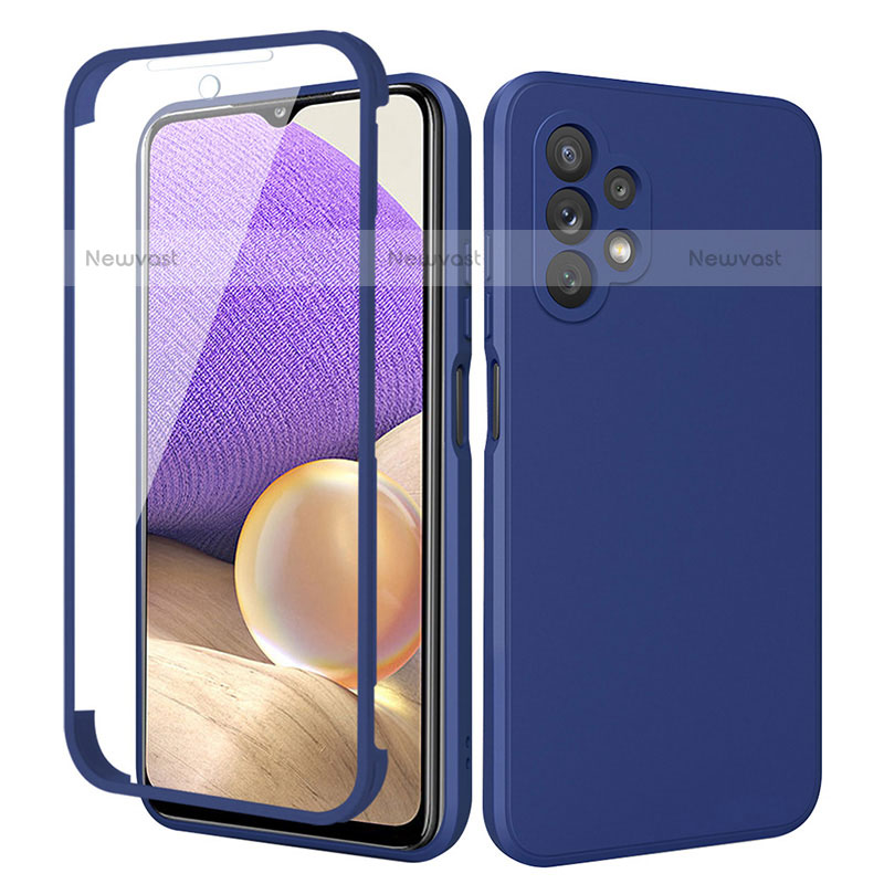 Ultra-thin Silicone Gel Soft Matte Finish Front and Back Case 360 Degrees Cover MJ1 for Samsung Galaxy M32 5G Blue