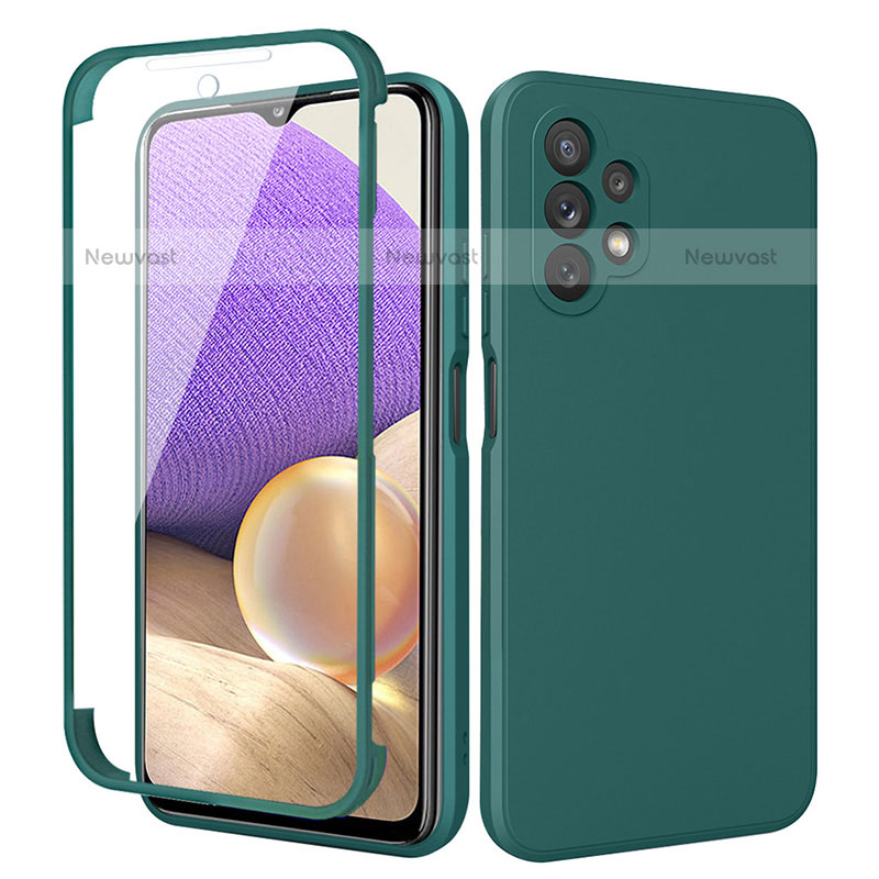 Ultra-thin Silicone Gel Soft Matte Finish Front and Back Case 360 Degrees Cover MJ1 for Samsung Galaxy M32 5G Green