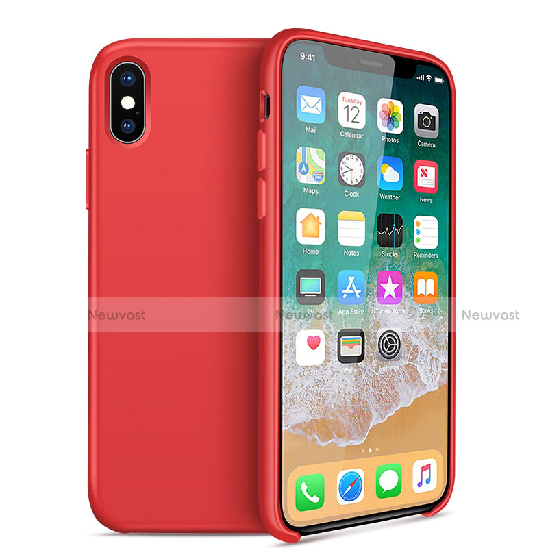 Ultra-thin Silicone TPU Soft Case 360 Degrees for Apple iPhone X Red