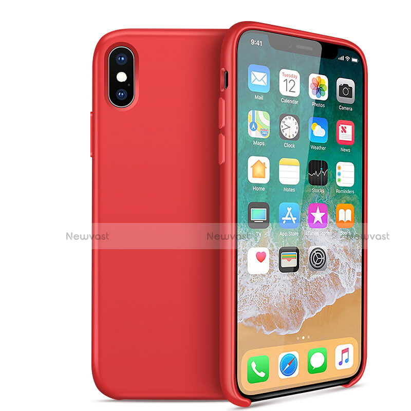 Ultra-thin Silicone TPU Soft Case 360 Degrees for Apple iPhone Xs Red