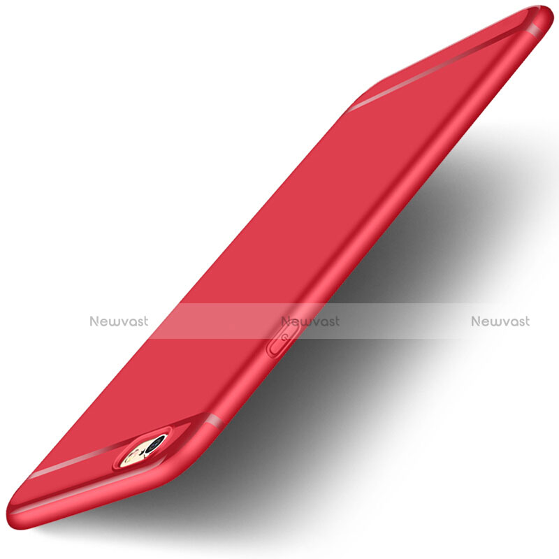 Ultra-thin Silicone TPU Soft Case with Finger Ring Stand for Apple iPhone 6 Plus Red