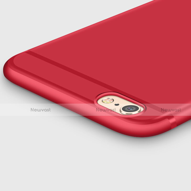 Ultra-thin Silicone TPU Soft Case with Finger Ring Stand for Apple iPhone 6 Plus Red