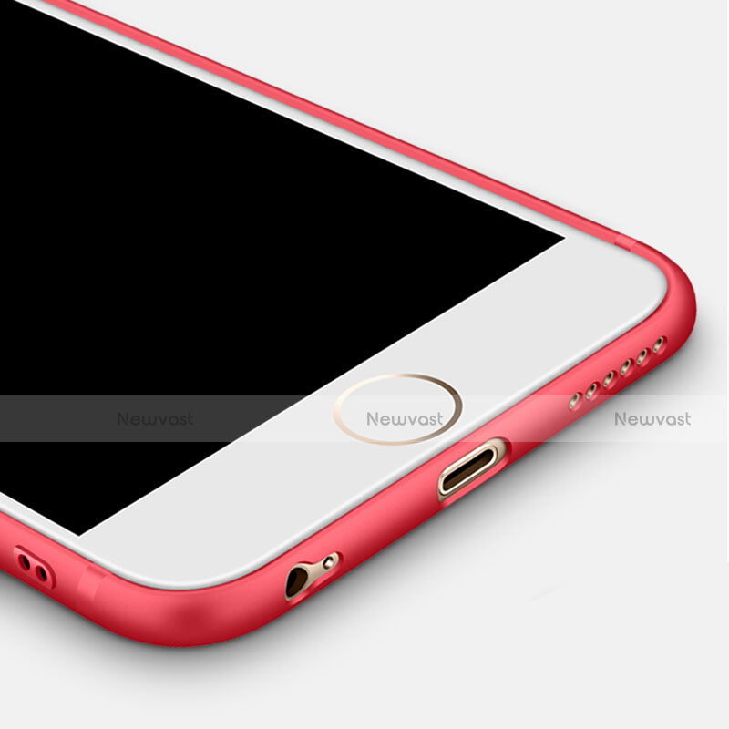 Ultra-thin Silicone TPU Soft Case with Finger Ring Stand for Apple iPhone 6 Plus Red