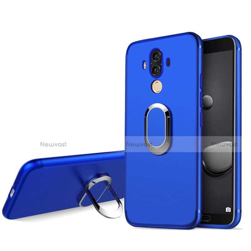 Ultra-thin Silicone TPU Soft Case with Finger Ring Stand for Huawei Mate 10 Pro Blue