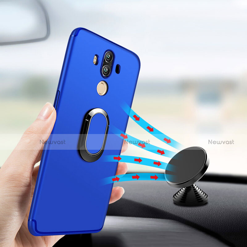 Ultra-thin Silicone TPU Soft Case with Finger Ring Stand for Huawei Mate 10 Pro Blue