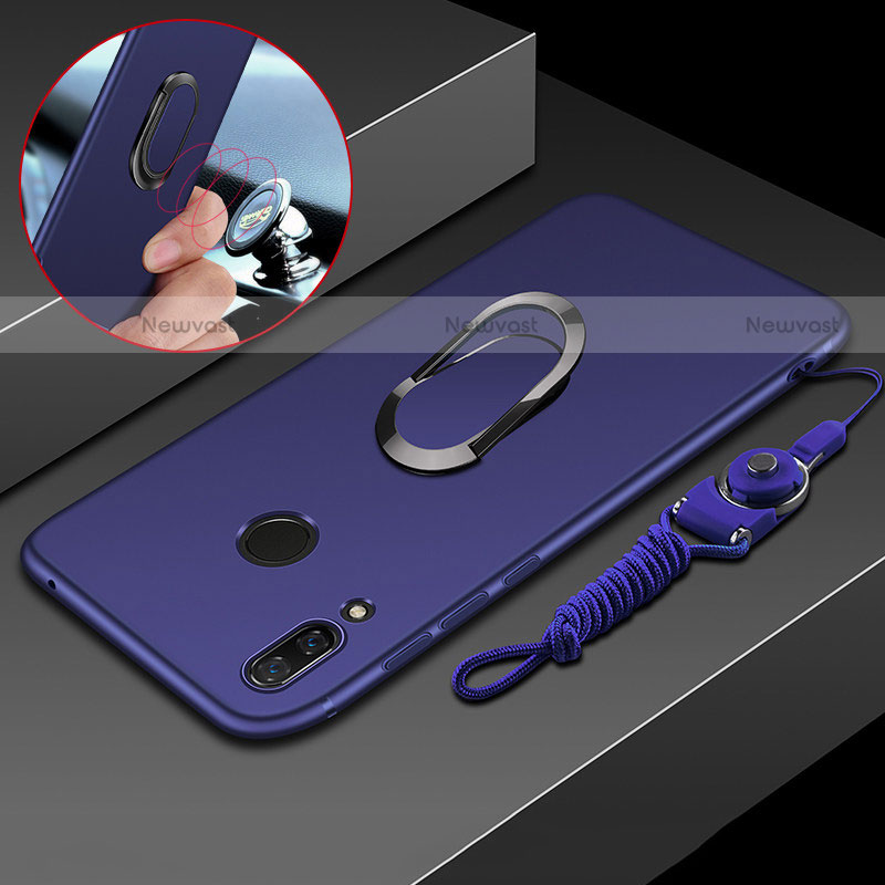 Ultra-thin Silicone TPU Soft Case with Magnetic Finger Ring Stand for Huawei Nova 3i Blue